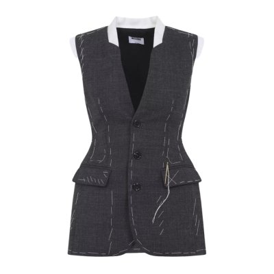 THE SLEEVELESS WOOL VEST TAILORED STITCHING